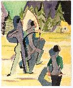 Ernst Ludwig Kirchner Archer - Watercolour oil